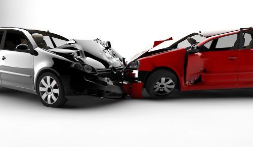 two cars in a car accident